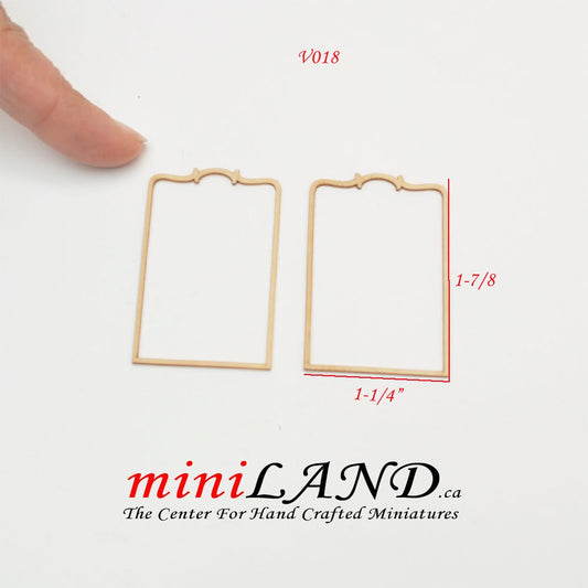 Wood Carved frame panel door Onlay Applique Unpainted 2pc unfinished for 1:12 dollhouse miniatures Handcrafted V018