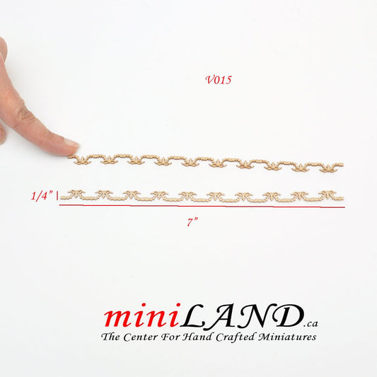 Wood Carved medium flowers Onlay Applique Unpainted 2pc unfinished for 1:12 dollhouse miniatures Handcrafted V015