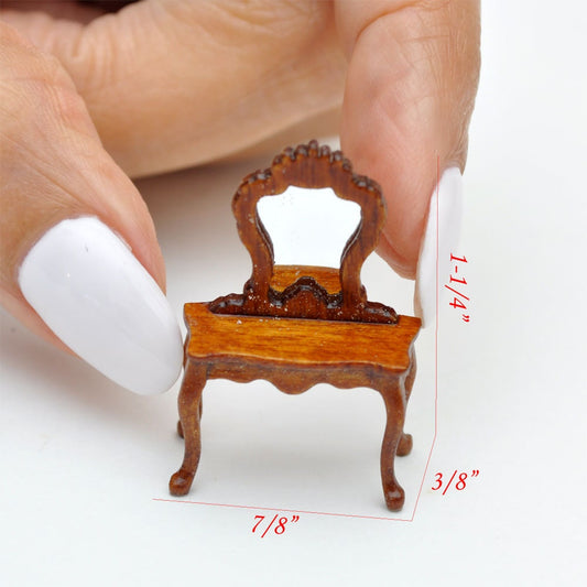 Commode victorienne miniature haut de gamme pour maison de poupée 1/4" en noyer 1/48 Q6753 de qualité supérieure