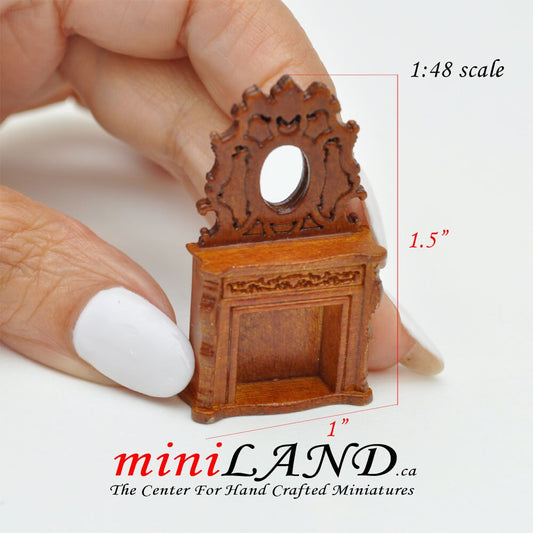 1:48 1/4" quarter scale fireplace with mirror Top quality walnut for dollhouse miniature Q6500