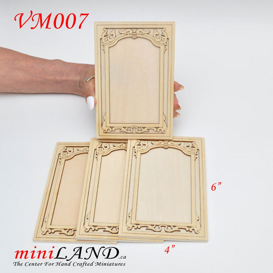 Large Carved wooden wainscoting panels 4pcs for 1:6 or 1/4 dollhouse miniatures DIY UF VM007UF wall panel