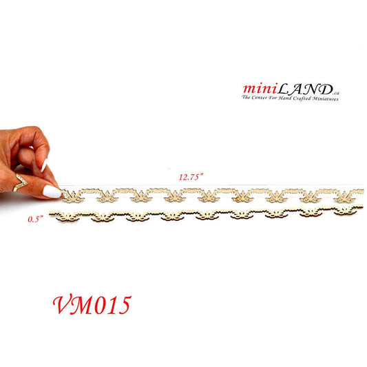 Grandes appliques en bois sculpté à fleurs non peintes, 2 pièces, pour miniatures de maison de poupée 1:6 1/6 ou 1/4 VM015UF pour cadres de panneaux muraux de poupée de 12"H