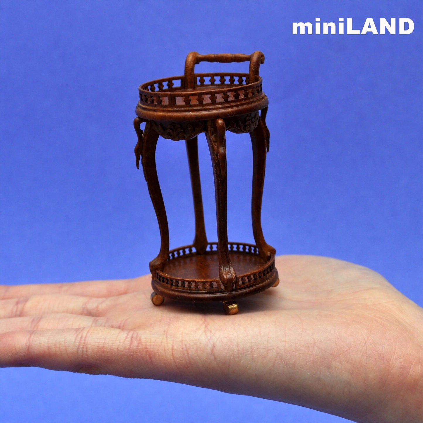 Tea Trolley Cart Quality Liquor service walnut or mahogany for dollhouse miniature 1:12 handcrafted