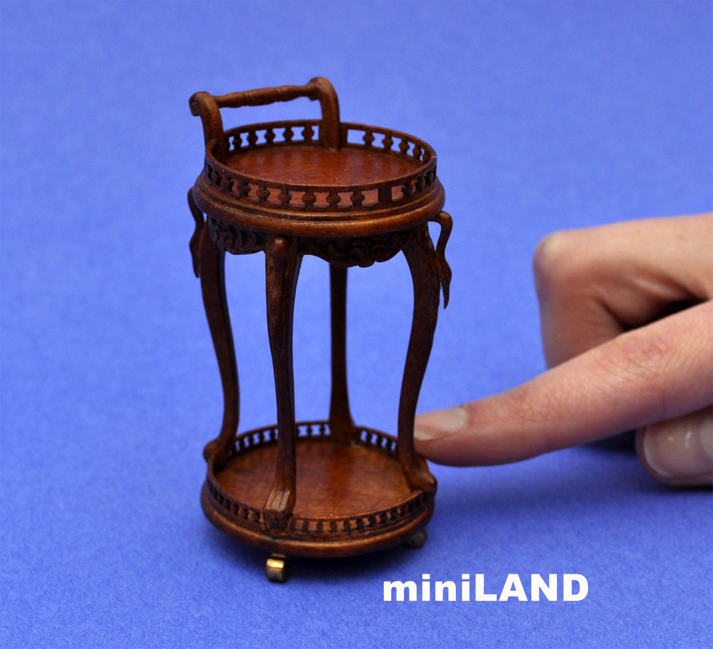 Tea Trolley Cart Quality Liquor service walnut or mahogany for dollhouse miniature 1:12 handcrafted