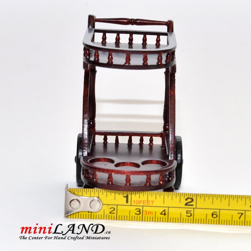 Tea cart Trolley Quality Liquor service wood handmade for dollhouse miniature 1:12 handcrafted Y9511