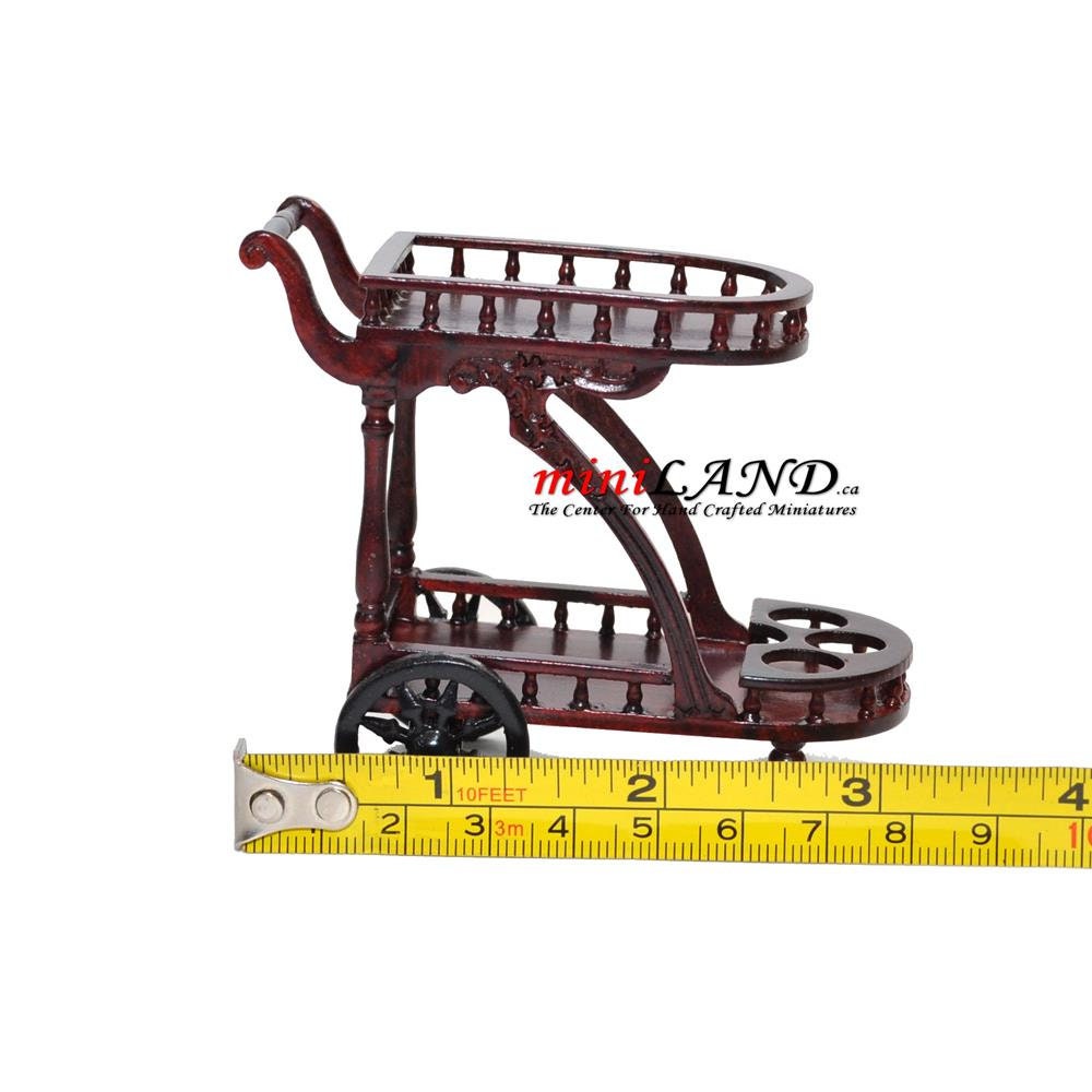 Tea cart Trolley Quality Liquor service wood handmade for dollhouse miniature 1:12 handcrafted Y9511