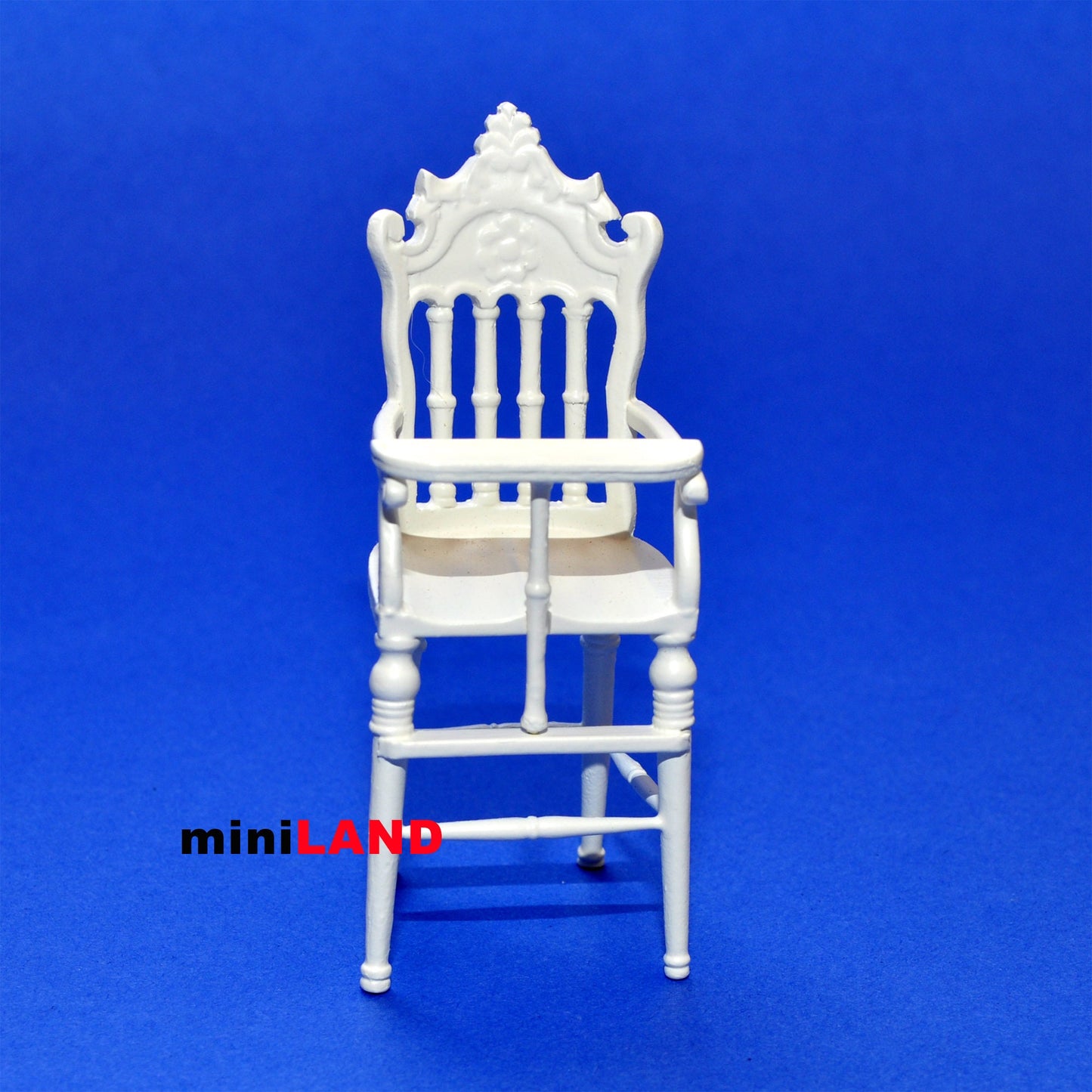 High chair white 1:12 quality dollhouse miniature wooden nursery room