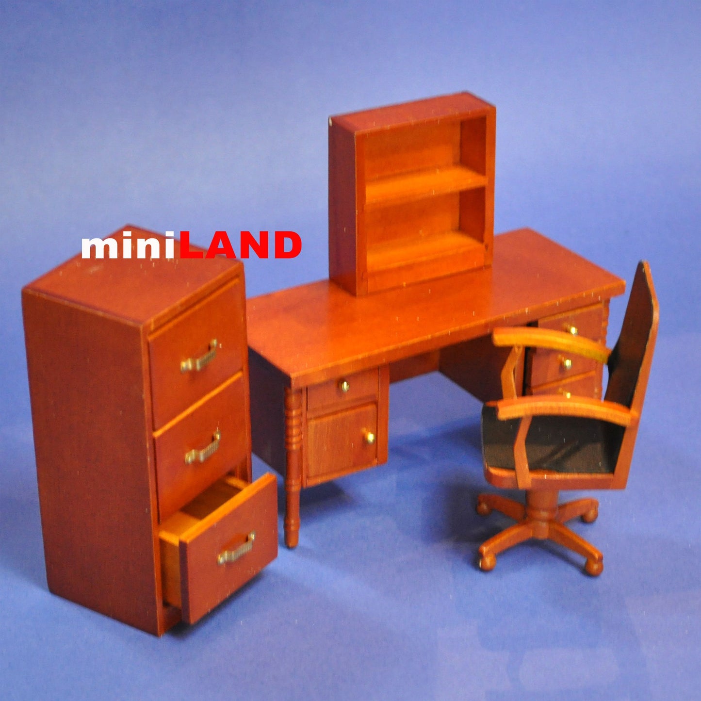 Modern Office Room Set 4 Pcs 1:12 scale for dollhouse miniatures WN Desk chair shelves