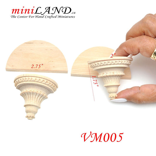 Große geschnitzte Holzkonsolen mit kleinen Regalen, 2 Stück für 1:6 oder 1/4 Puppenhausminiaturen, DIY VM005UF für 12"H Puppenwandplatte