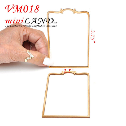 Large Wood Carved frames Onlay Applique Unpainted 2pc for 1:6 1/6 or 1/4 dollhouse miniatures VM018UF wall panel frames
