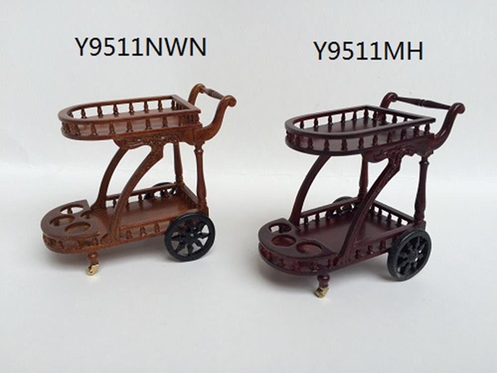 Tea cart Trolley Quality Liquor service wood handmade for dollhouse miniature 1:12 handcrafted Y9511