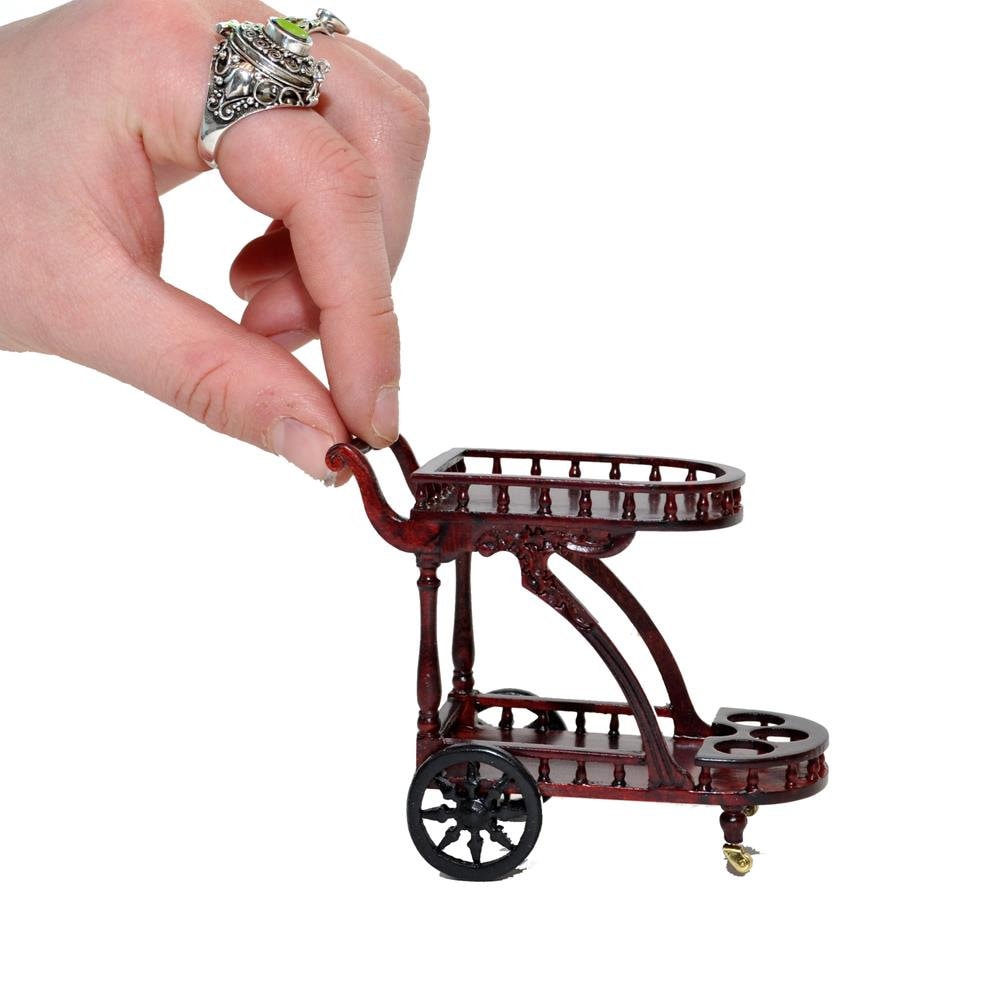 Tea cart Trolley Quality Liquor service wood handmade for dollhouse miniature 1:12 handcrafted Y9511