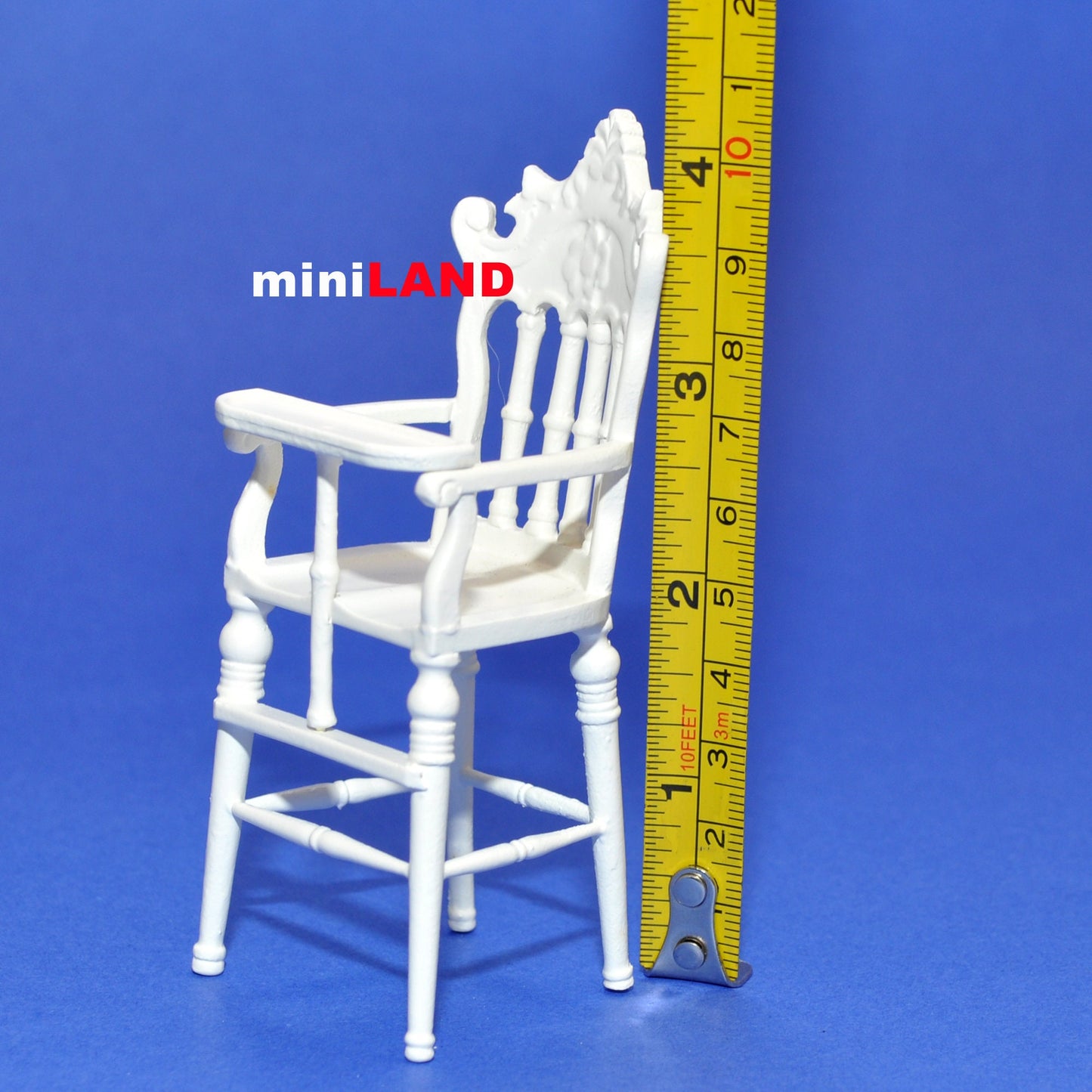 High chair white 1:12 quality dollhouse miniature wooden nursery room