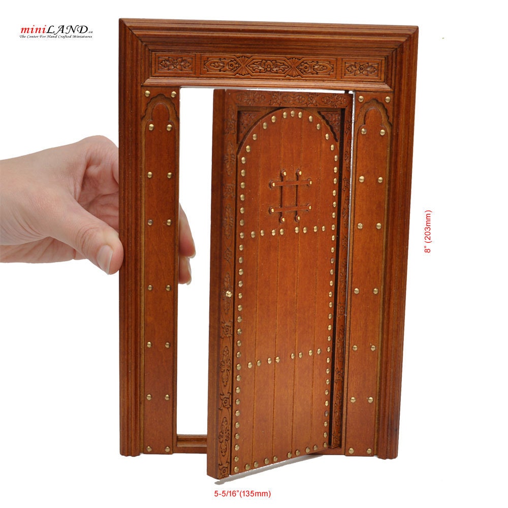 Massive solid wood Door Handmade Excellent quality Medieval for 1:12 dollhouse miniature