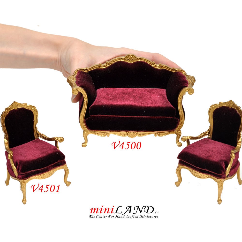 Victorian gold Armchair for dollhouse miniature 1:12 scale living room chair Y4501 VR-G