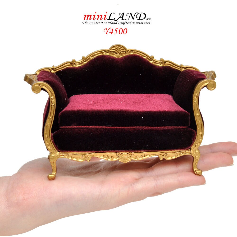 Victorian gold Sofa for dollhouse miniature 1:12 scale living room Y4500 VR-G