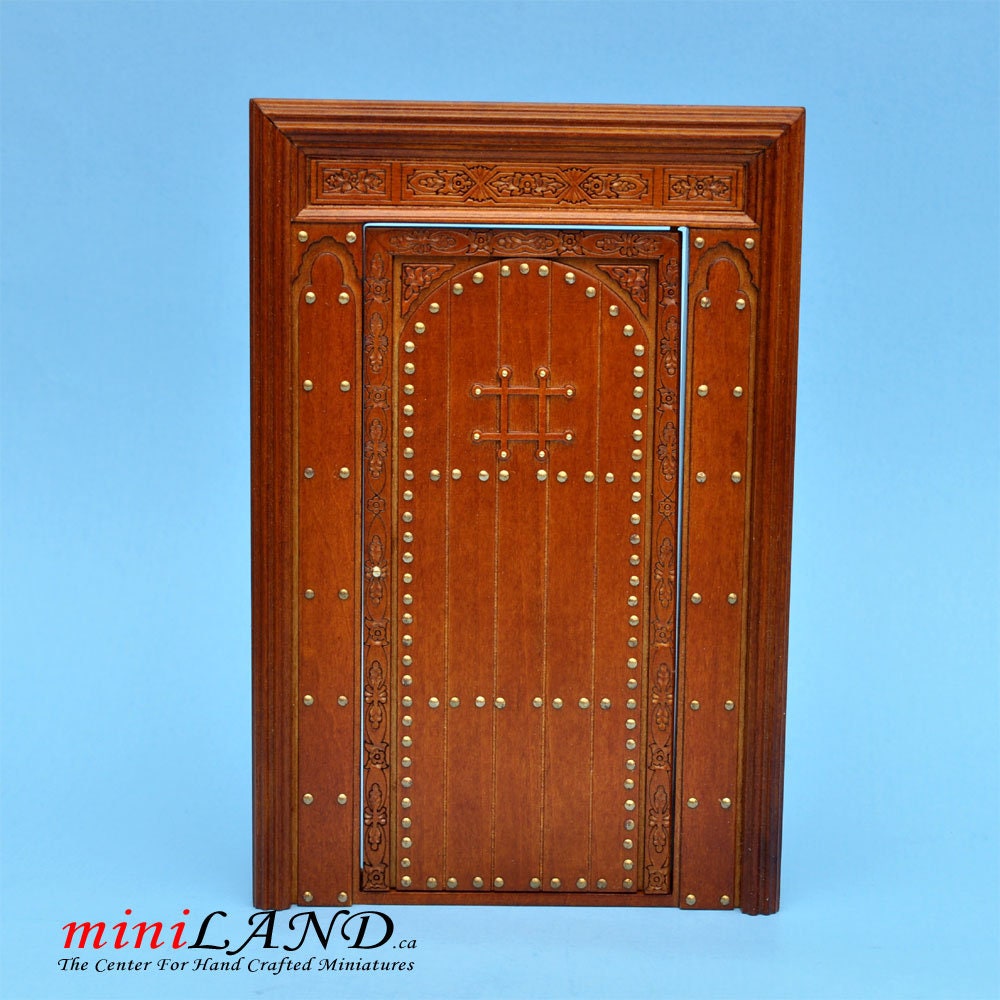Massive solid wood Door Handmade Excellent quality Medieval for 1:12 dollhouse miniature