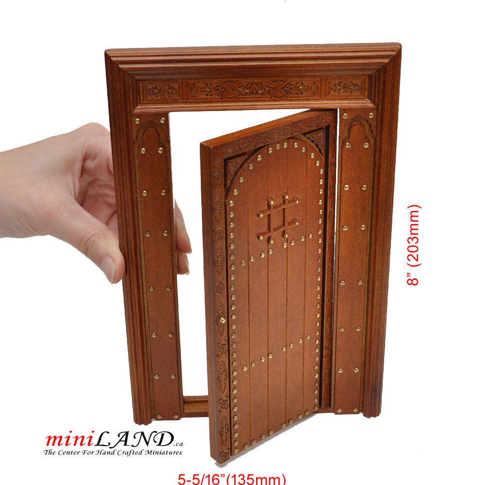 Massive solid wood Door Handmade Excellent quality Medieval for 1:12 dollhouse miniature