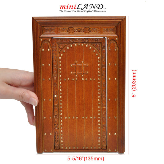Porte en bois massif massif faite à la main d'excellente qualité médiévale pour miniature de maison de poupée 1:12