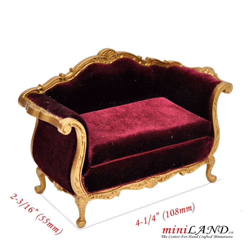 Victorian gold Sofa for dollhouse miniature 1:12 scale living room Y4500 VR-G