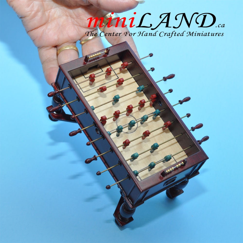 Mahogany Foosball table dollhouse miniature 1:12 pub game room Handcrafted