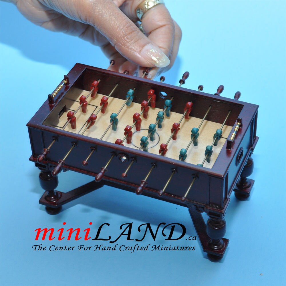 Mahogany Foosball table dollhouse miniature 1:12 pub game room Handcrafted