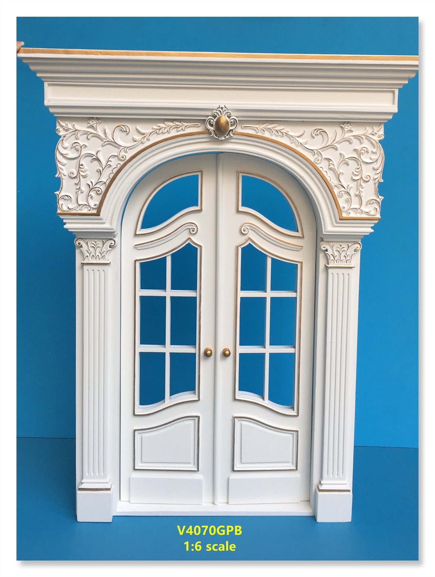 1:6 Scale white Fancy craved Victorian French door for Barbie Fashion royalty size dollhouse miniature Handcrafted Limited Edition VM4070