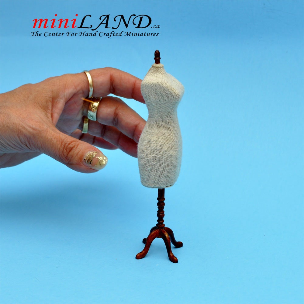 Walnut Fine Quality Dress Form for 1:12 Scale dollhouse miniature wood Mannequin dresses clothes clothing sewing sew designer