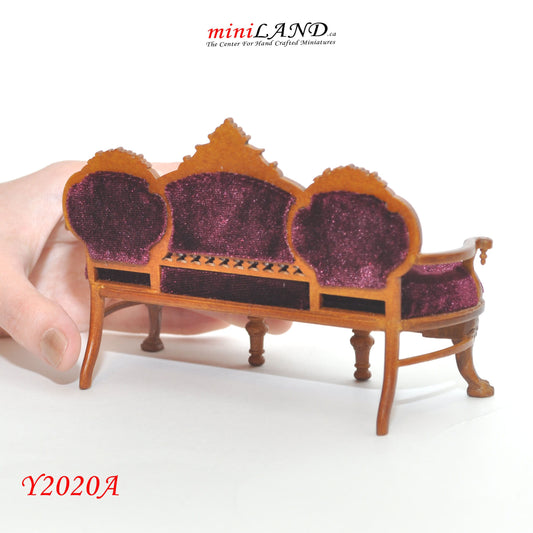 Canapé élégant 3 places de style victorien rococo pour maison de poupée miniature 1:12 2020A