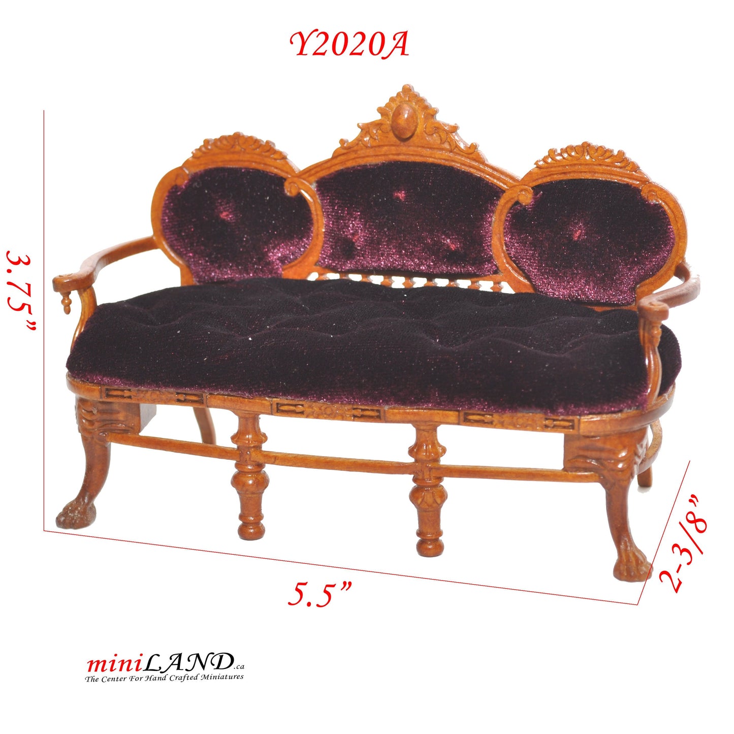 Victorian Rococo period livingroom elegant 3-seat settee sofa love seat for 1:12 dollhouse miniature 2020A