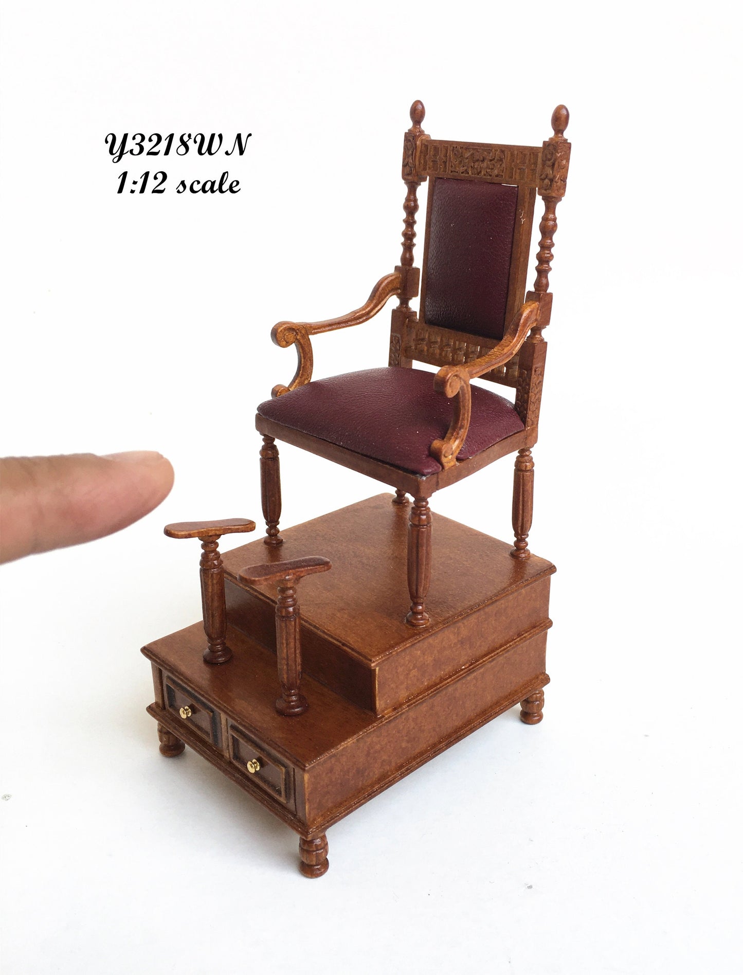 Shoeblack Chair Quality unit for Dollhouse miniature 1:12 Bootblack Shoe polisher WALNUT