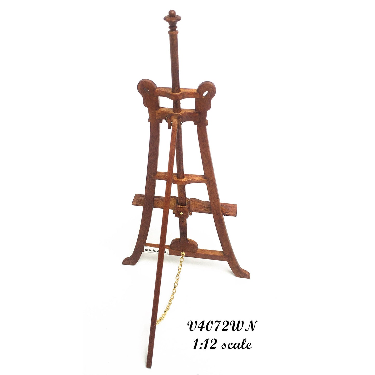 Artist’s Easel picture stand French wooden Walnut paintings stand swan carved adjustable EASEL for 1:12 dollhouse miniature handcrafted
