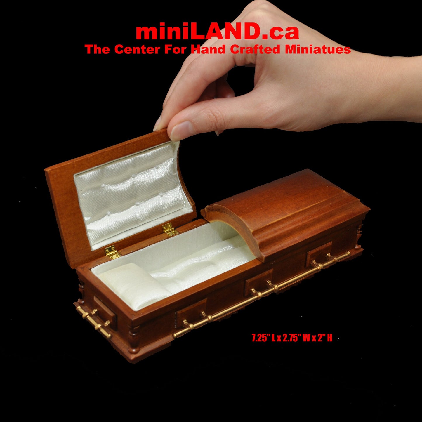 1:12 Wooden miniature coffin casket WALNUT color for dollhouse Funeral buried
