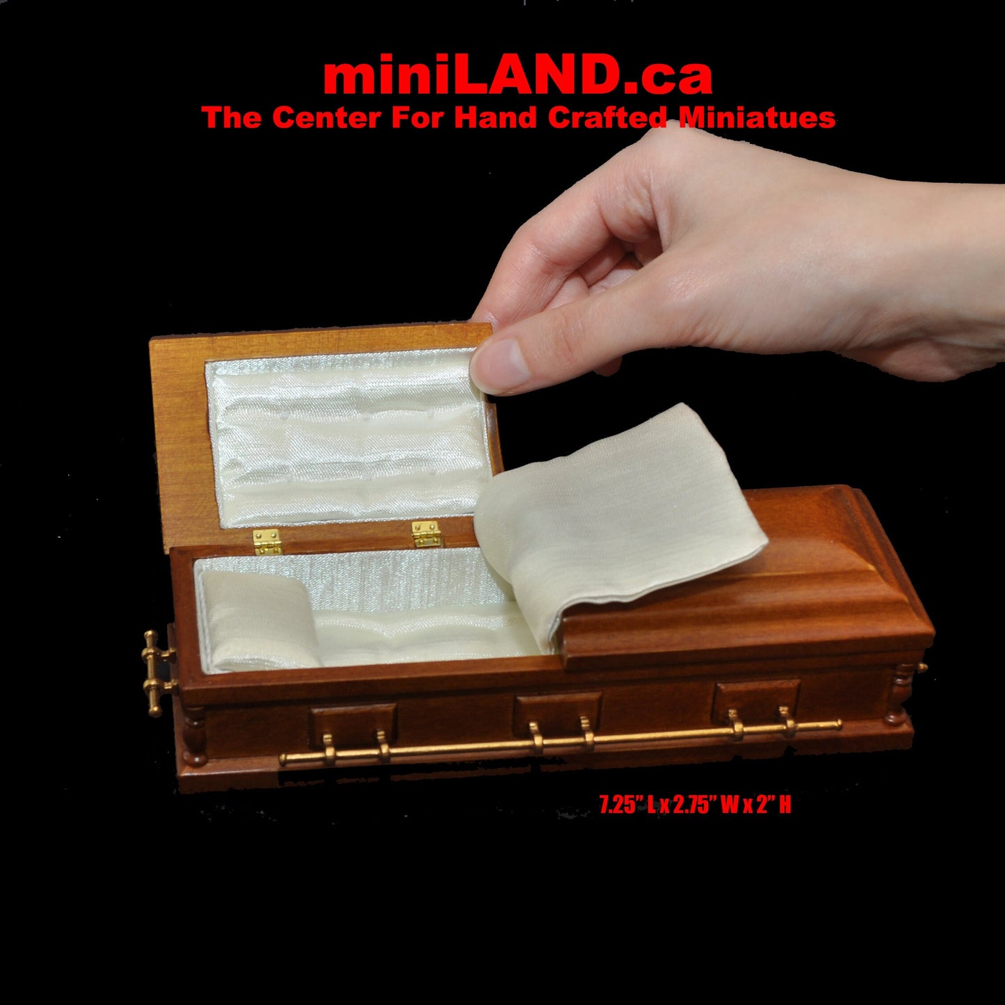 1:12 Wooden miniature coffin casket WALNUT color for dollhouse Funeral buried