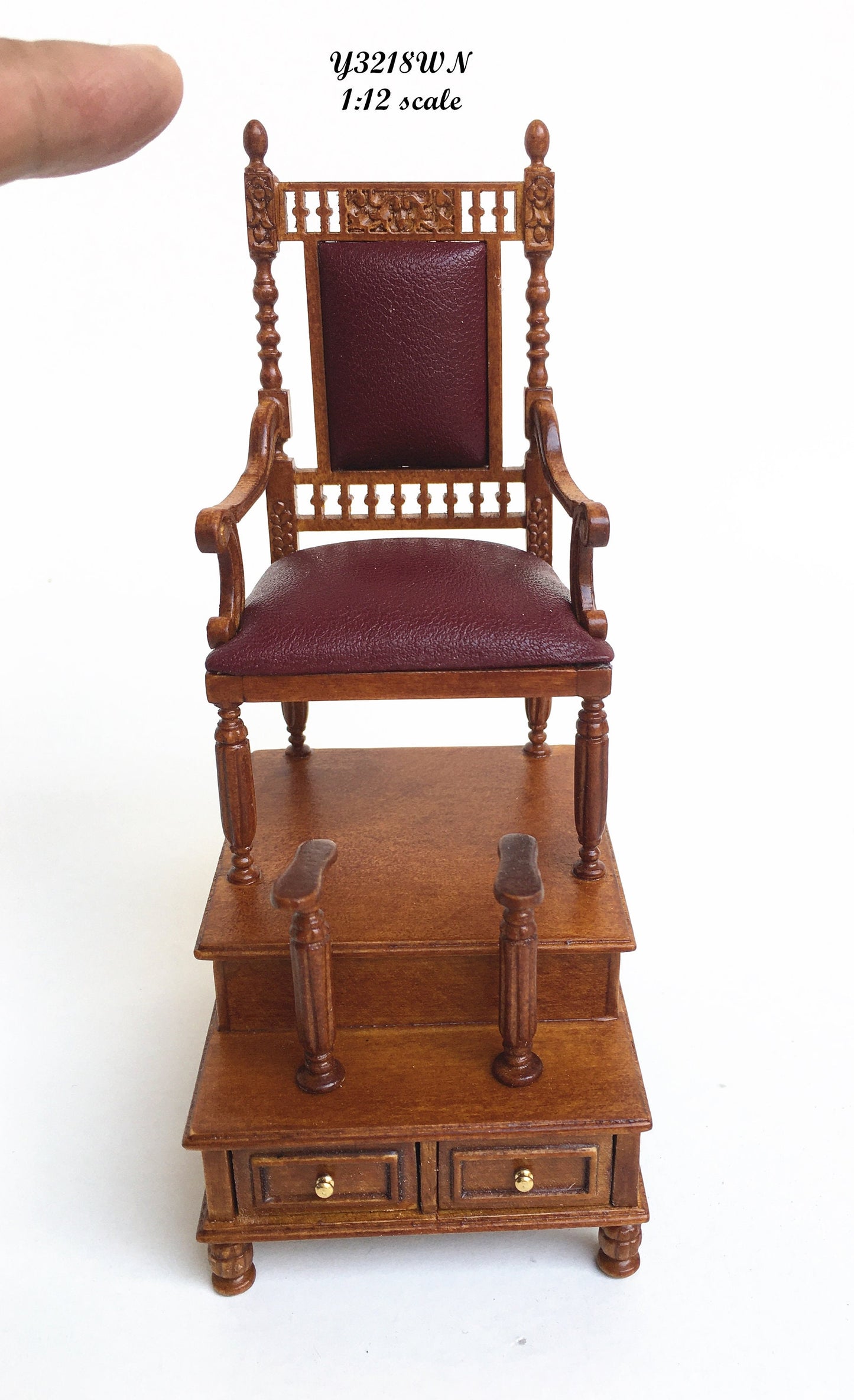Shoeblack Chair Quality unit for Dollhouse miniature 1:12 Bootblack Shoe polisher WALNUT