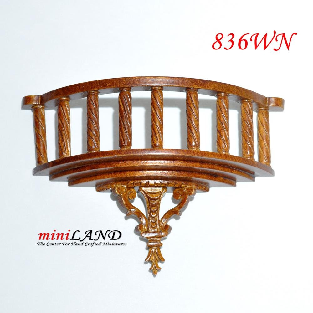 Balcon sculpté Roméo/Juliette miniature pour maison de poupée 1:12 en noyer sous fenêtre patio 836 NWN