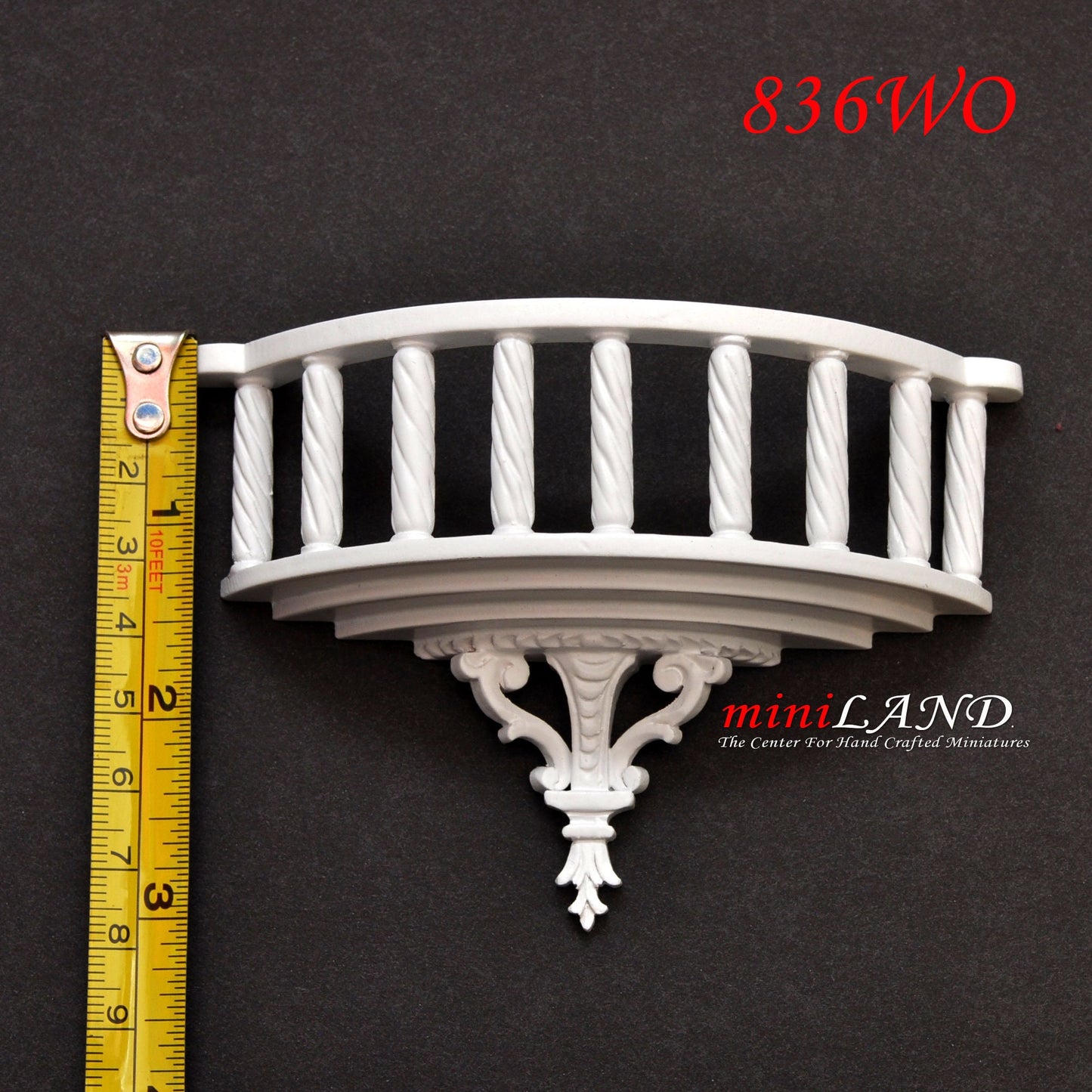 Balcon sculpté Roméo/Juliette miniature pour maison de poupée 1:12 en noyer sous fenêtre patio 836 NWN