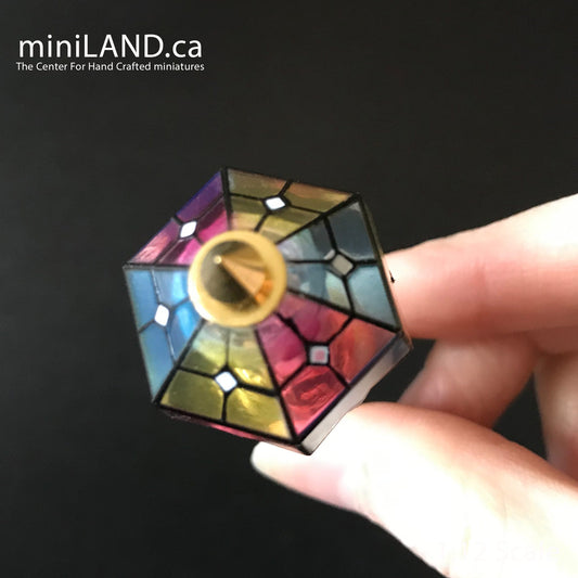 Colored Brass Tiffany lamp LED Super bright with On/off switch for Dollhouse miniature 1:12 scale colorful