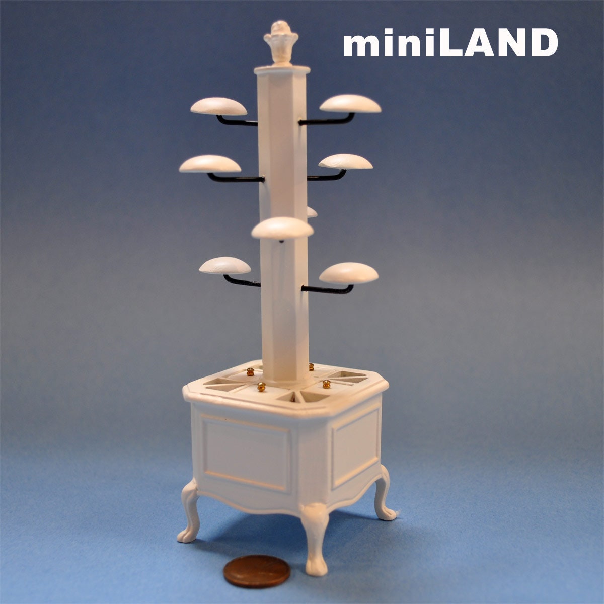Victorian hats scarves and gloves display rack stand dollhouse miniature 1:12 scale White