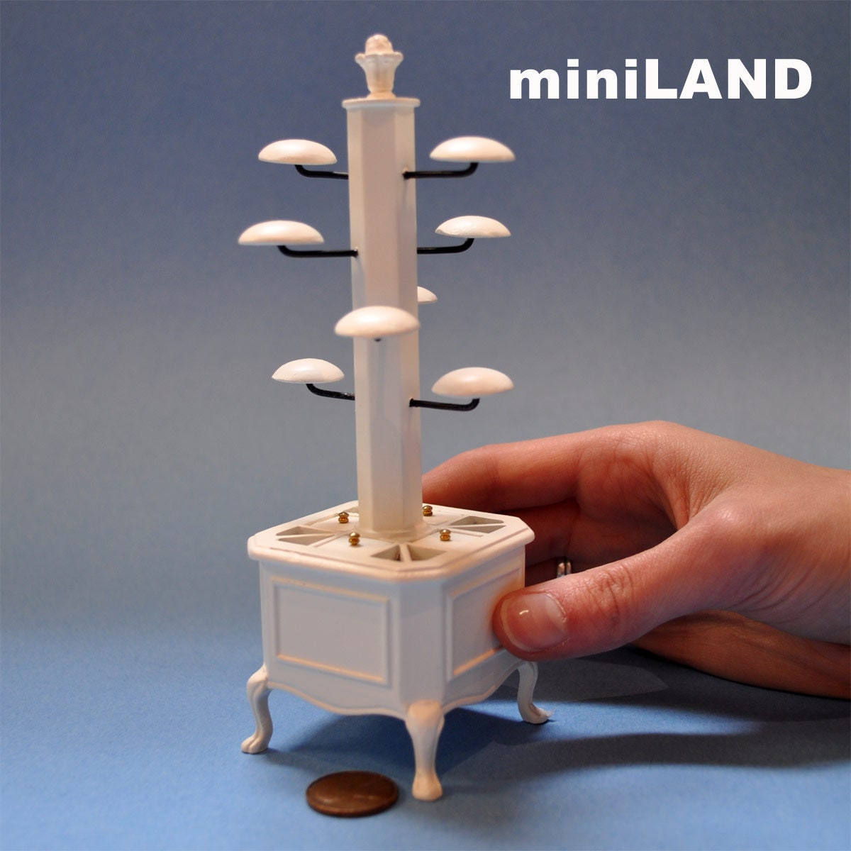 Victorian hats scarves and gloves display rack stand dollhouse miniature 1:12 scale White 0659-4