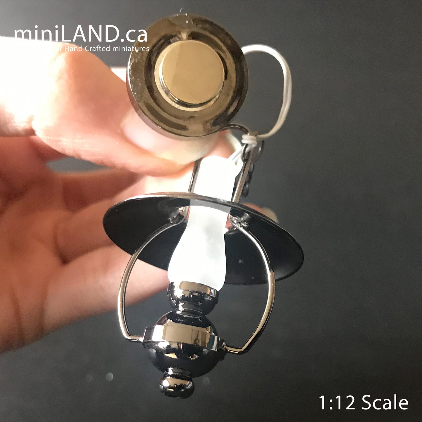 Miniature Lighting Led Battery Light Hanging Gunmetal Black Ceiling Oil Lamp with on/off switch for 1:12 scale dollhouse miniatures