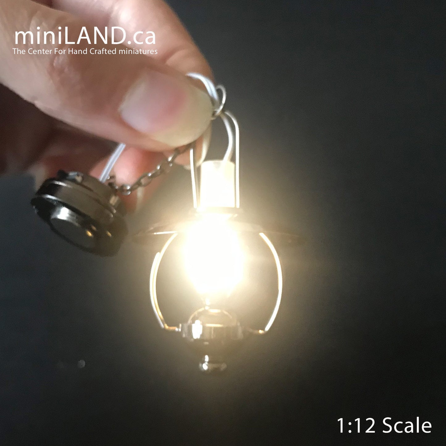 Miniature Lighting Led Battery Light Hanging Gunmetal Black Ceiling Oil Lamp with on/off switch for 1:12 scale dollhouse miniatures