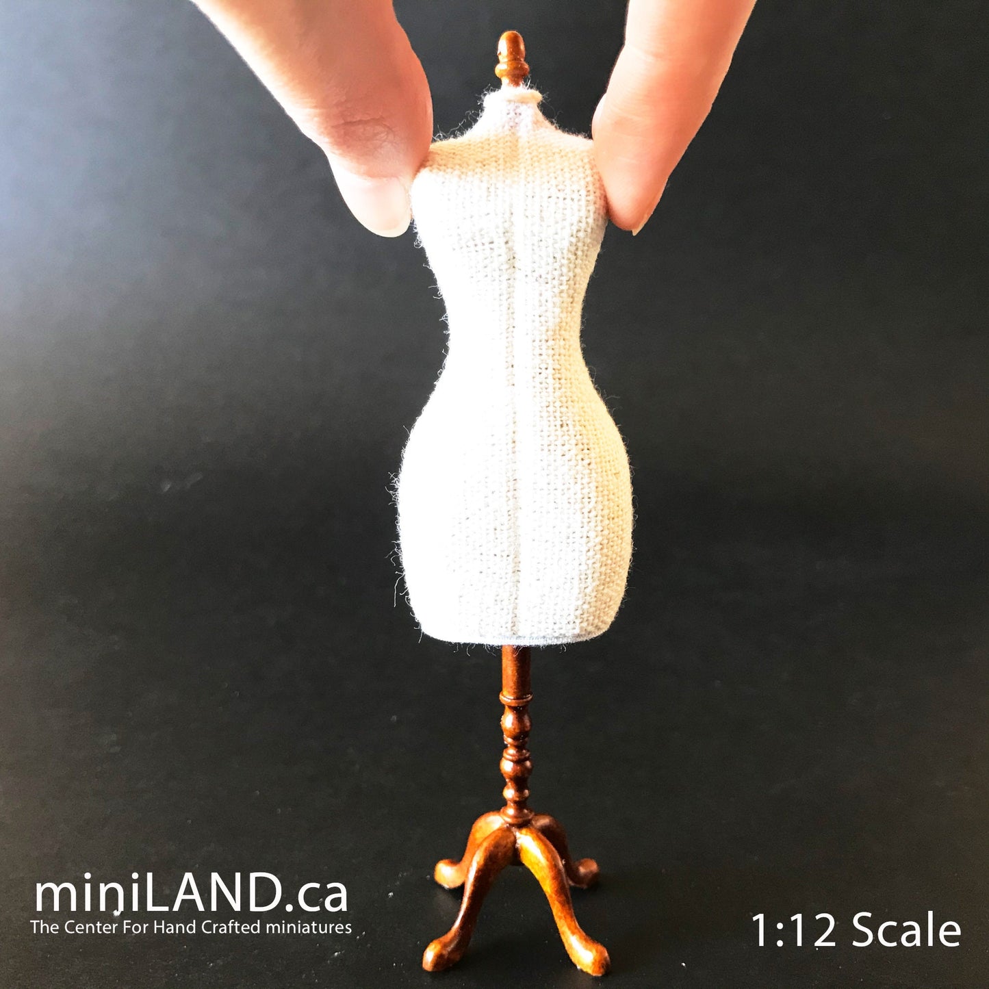Walnut Fine Quality Dress Form for 1:12 Scale dollhouse miniature wood Mannequin dresses clothes clothing sewing sew designer