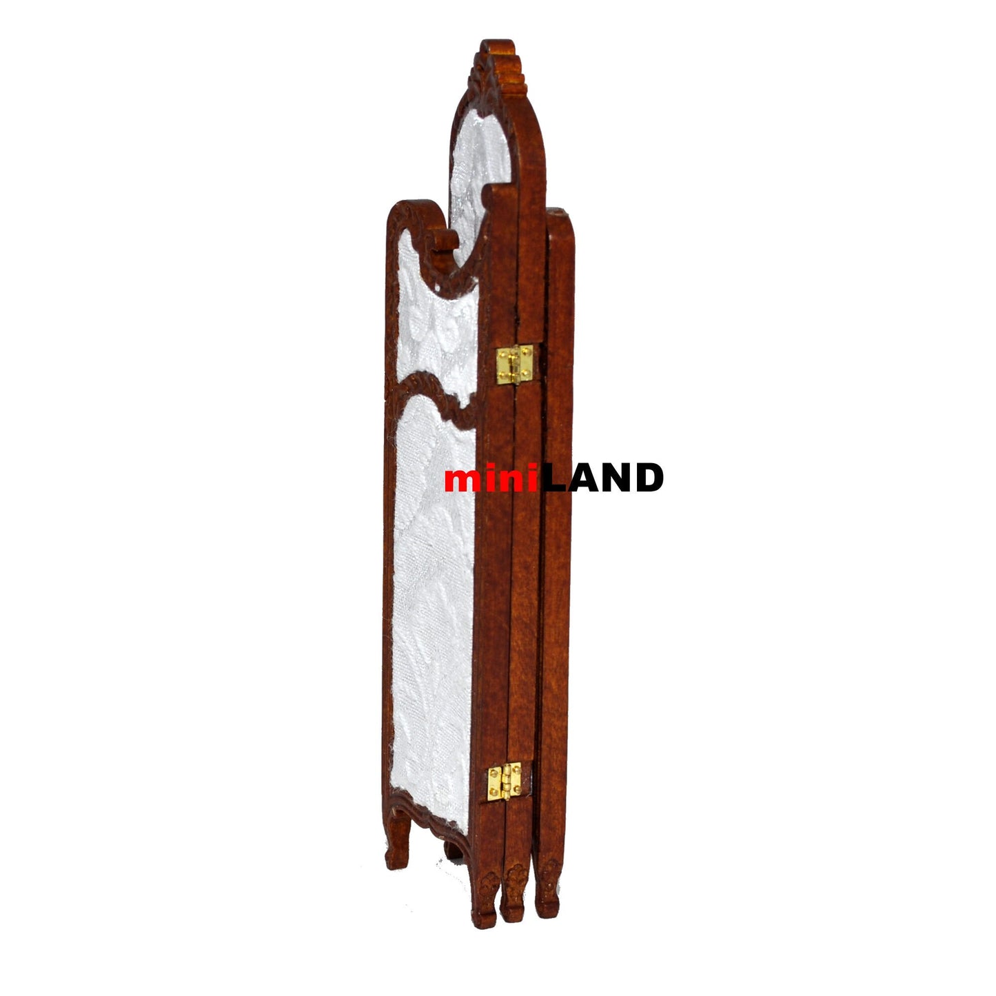 Adjustable Panelled Screen divider partition wall elegant for 1:12 bedroom dollhouse miniature wood WN with white fabric