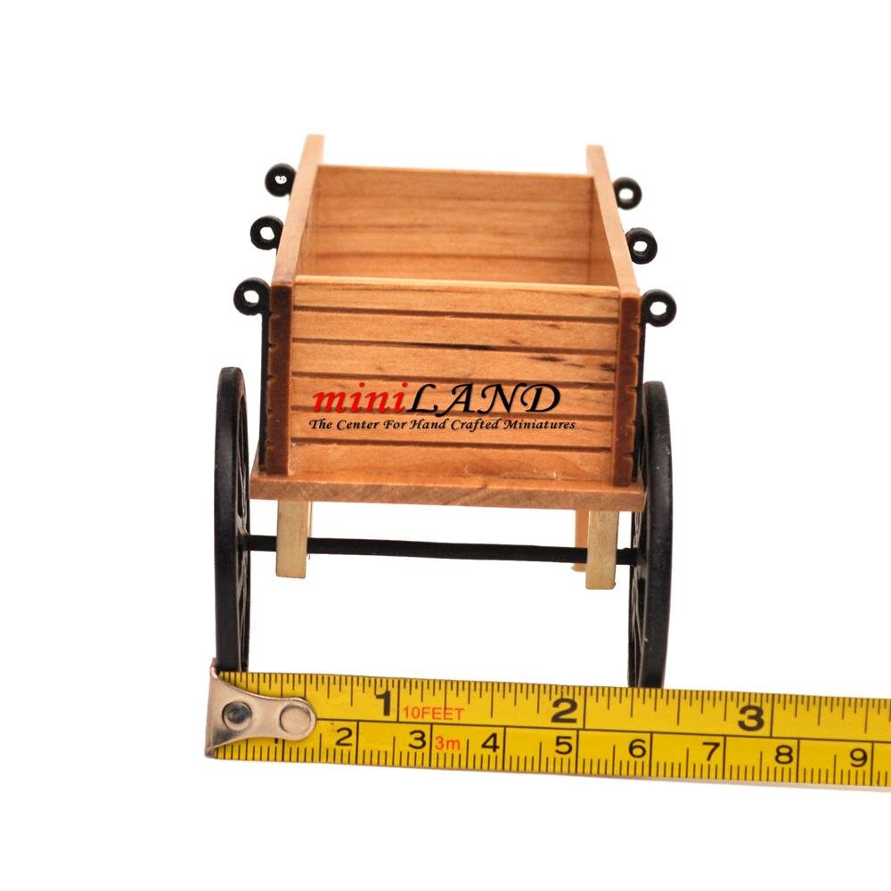 Wooden Wheel Barrow Stall Flowers / vegetables store shop display 1:12 scale miniature dollhouse with wheels Y6080 GO