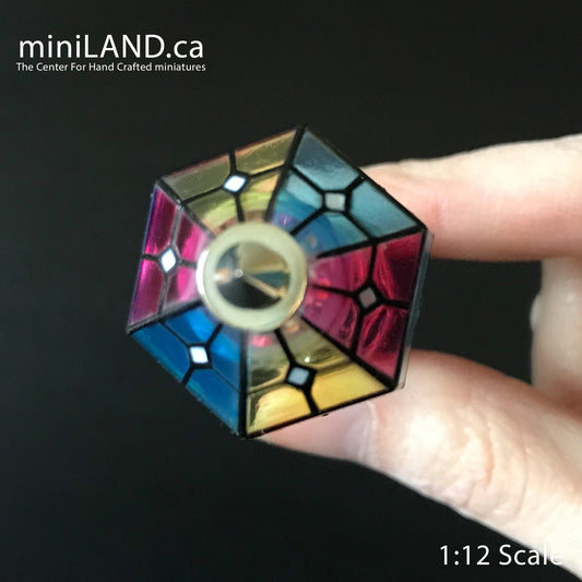 Colored SILVER Tiffany lamp LED Super bright with On/off switch for Dollhouse miniature 1:12 scale colorful