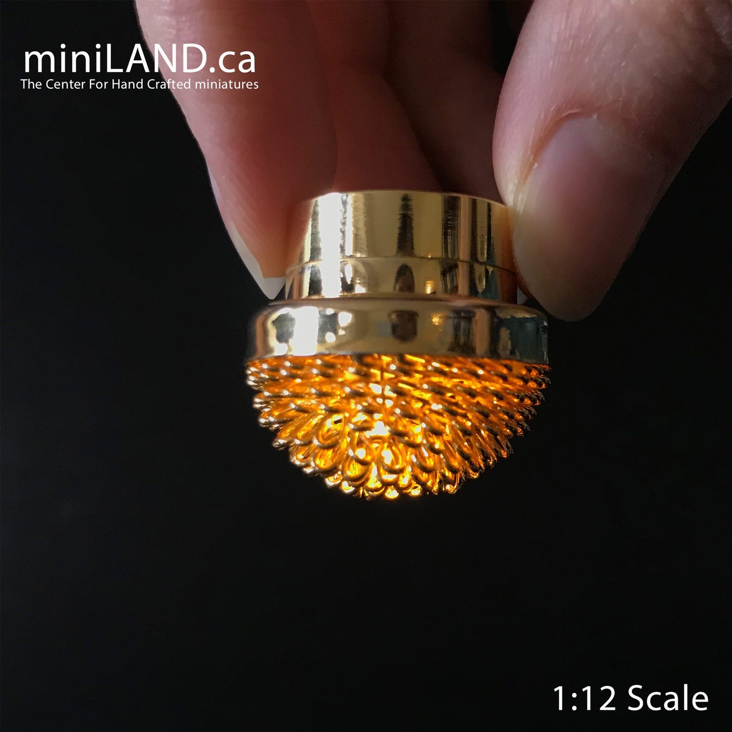 Gold ceiling lamp LED Super bright with On/off switch for dollhouse miniature 1:12 scale