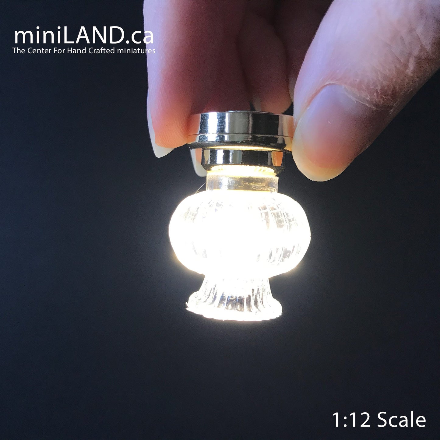 Fancy Shade Ceiling Lamp LED Super bright with On/off switch 1:12 dollhouse miniature 1"w x 1.25"H battery operated
