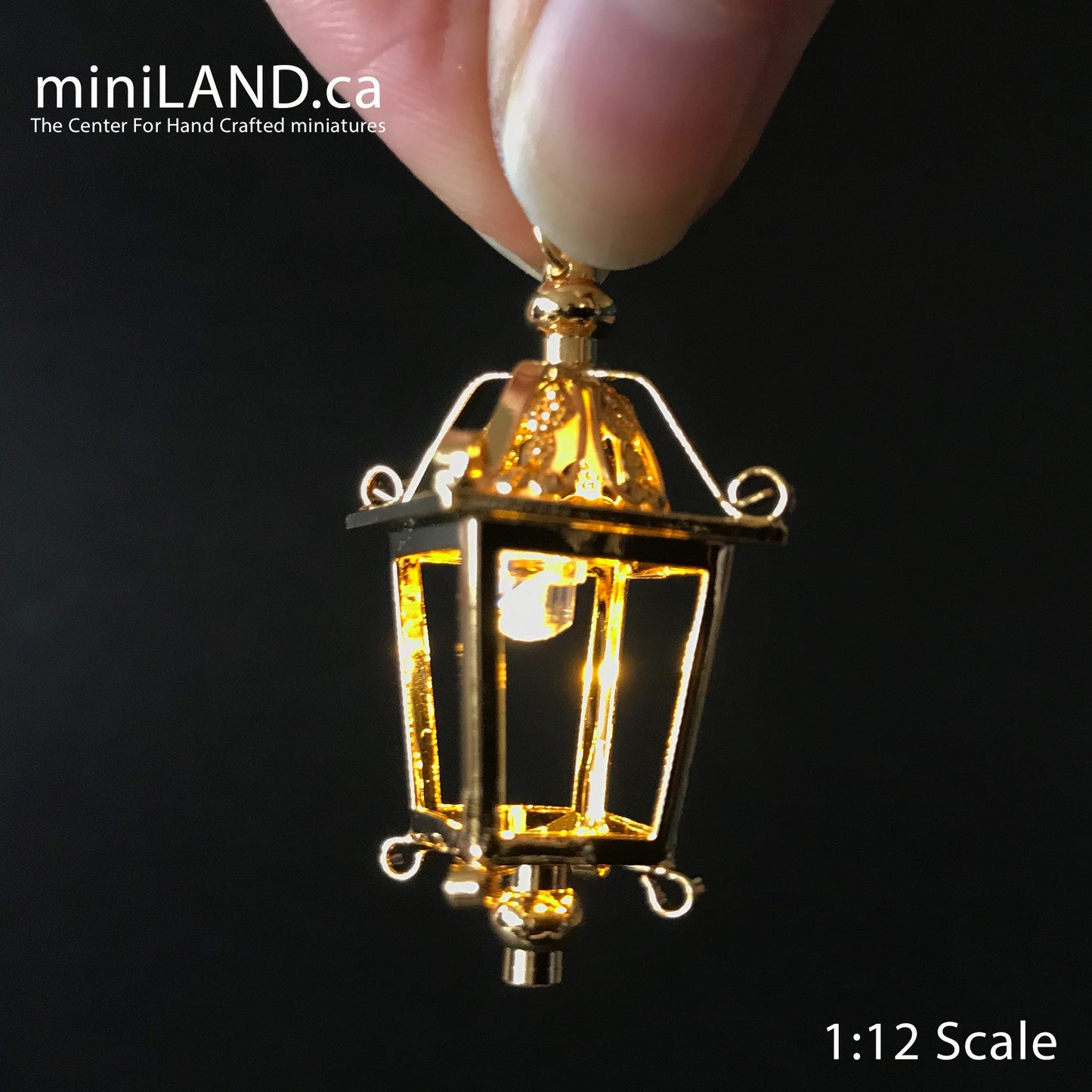 Lantern hanging lamp BRASS LED Super bright with On/off switch for 1:12 dollhouse miniature