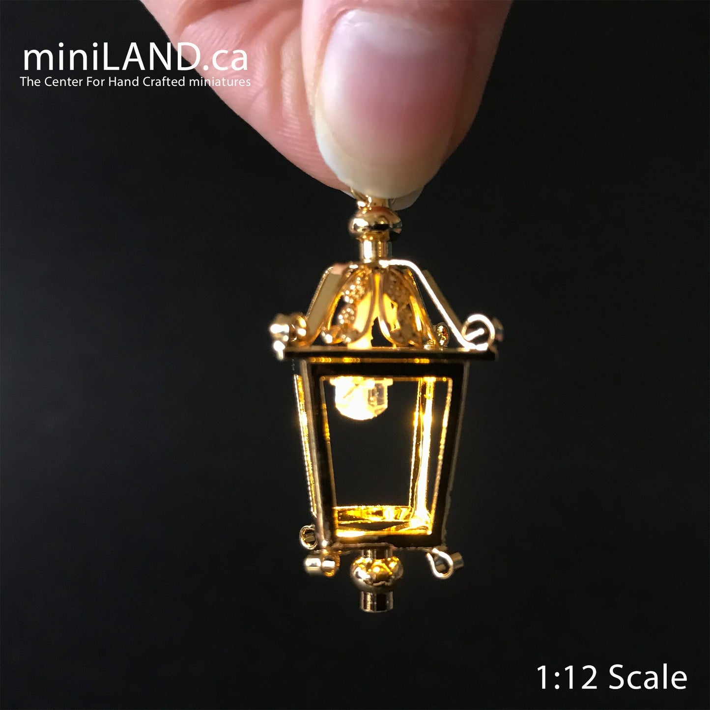 Lantern hanging lamp BRASS LED Super bright with On/off switch for 1:12 dollhouse miniature
